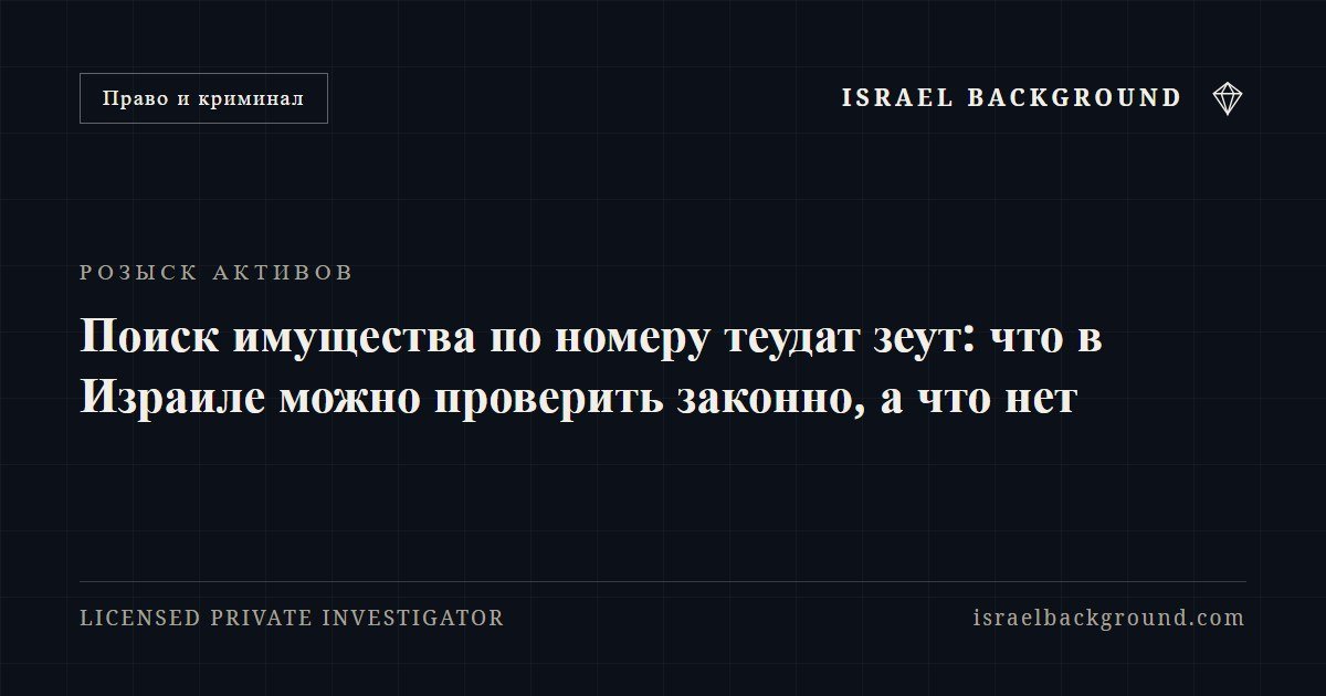 Поиск имущества по номеру теудат зеут: что в Израиле можно проверить законно, а что нет